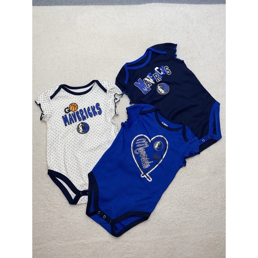 Dallas Mavericks Baby Girl Size 18 Months Short Sleeve Bodysuits Lot Of 3 NWOT